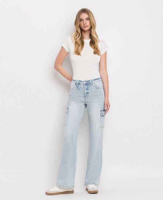 90's Vintage Super High Rise Cargo Straight Jeans