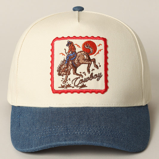 Detailed Cowboy Horse Embroidery Hat