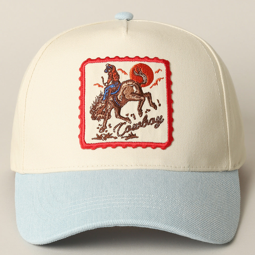 Detailed Cowboy Horse Embroidery Hat