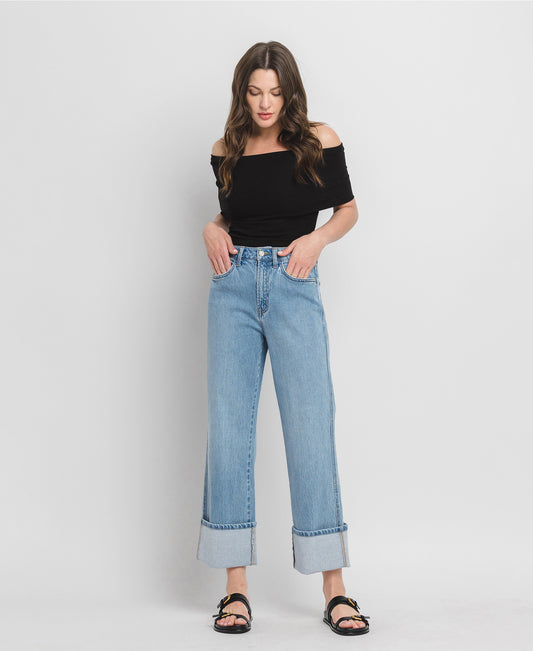 Super High Rise Cuffed Baggy Straight Jeans
