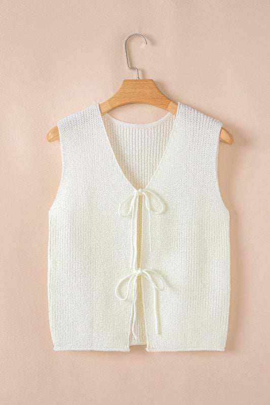 Lace-Up V-Neck Sweater Vest